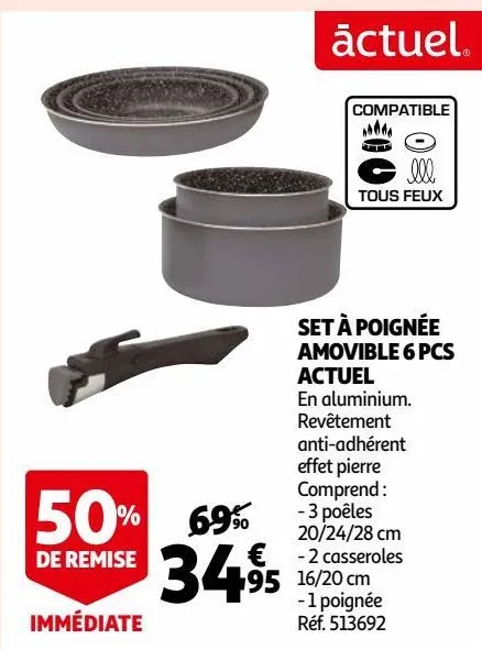 set à poignée amovible 6 pcs actuel