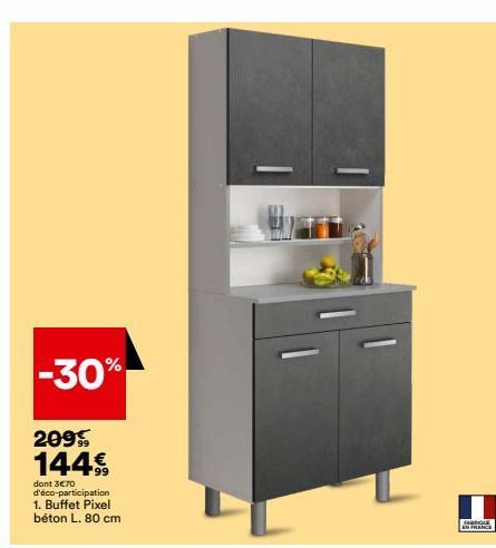 -30%  209 144€  dont 3€70 d'éco-participation 1. Buffet Pixel béton L. 80 cm  FABRIQUE  AN FRANCE  