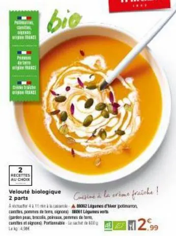 p  castles,  pin  france  brach  2  recettes au chock  bie  velouté biologique 2 parts  cuisine à la crème fraiche !  12.99 