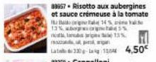 33957. Risotto aux aubergines et sauce crémeuse à la tomate  14%  HB 13%  mps, win  La 10-11,044,50€  5% 13%.  