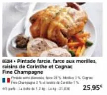 54 pintade farcie, farce aux morilles, raisins de corinthe et cognac  fine champagne  per 24 % 3%.ww 