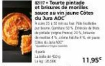 de  de  82117 Tourte pintade et brisures de morilles sauce au vin jaune Côtes du Jura AOC  A 25 30  4%,  CADC  Gta 50%  4th  La bla 60g Lag:29:50  20% 4%  11,95€ 