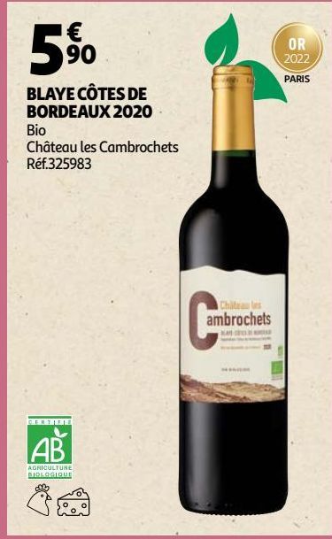 BLAYE COTES DE BORDEAUX 2020