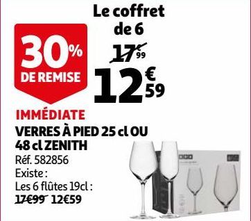 VERRES A PIED 25 cl OU 48 cl ZENITH