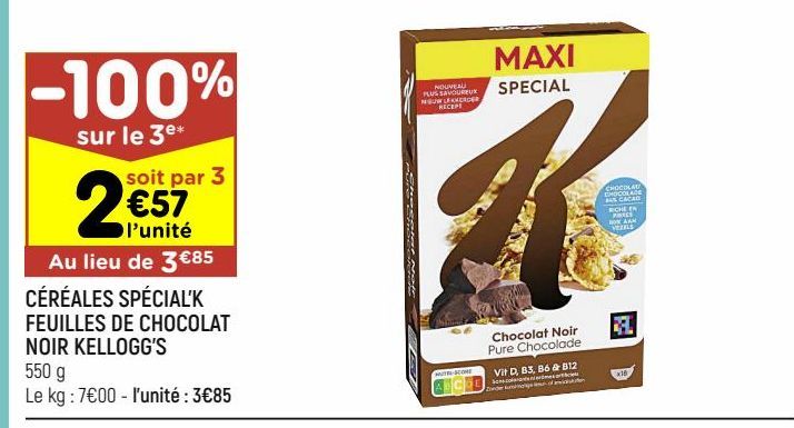 céréales spécial'k feuilles de chocolat noir Kellogg's