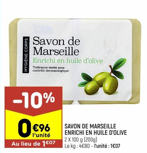 savon de marseille enrichi en huile d'olive