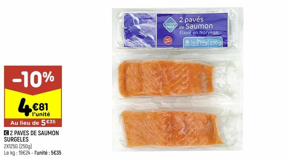 2 paves de saumon surgeles