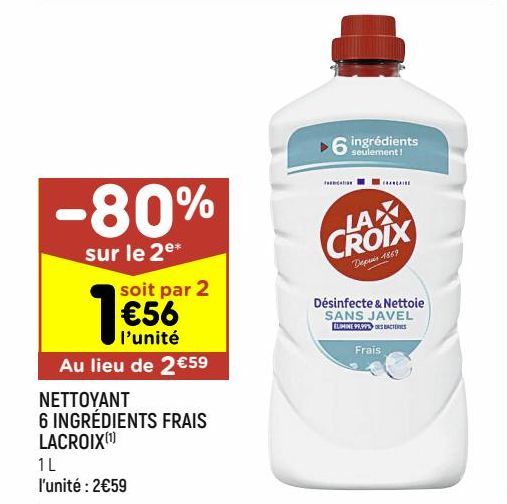 nettoyants 6 ingredients frais La Croix