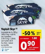 S  SKYR  SKYR  SKYR  Yoplait Skyr (2)  Le produit de 4x100g: -50%  1,80 € (1 kg 4,50 €)  www  SUR LE 