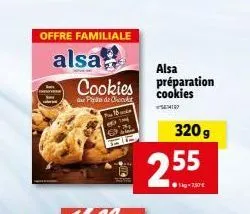 offre familiale  alsa cookies préparation  alsa  cookies  pin de chocolat  semir  16  255  320 g 