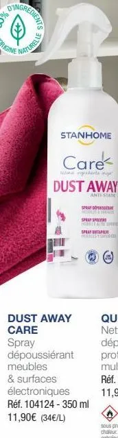 ding  redients  aturelle  stanhome  care<  al indtag  dust away  anti-static  spray desser mode  spray spolytr mobettare  spray  hledysfor  dust away care  spray dépoussiérant meubles & surfaces élect