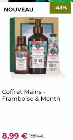 nouveau  8,99 € 15,80 €  coffret mains - framboise & menth  -43% 