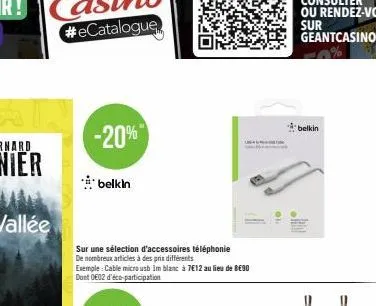 -20%  belkin  sur une sélection d'accessoires téléphonie de nombreux articles à des prix différents  belkin 