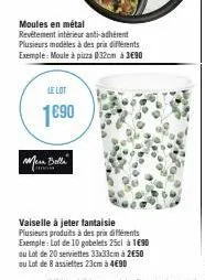 le lot  1690  moules en métal  revêtement intérieur anti-adhérent plusieurs modèles à des prix différents exemple: moule à pizza 032cm à 3€90  wera balle  canni  vaiselle à jeter fantaisie plusieurs p