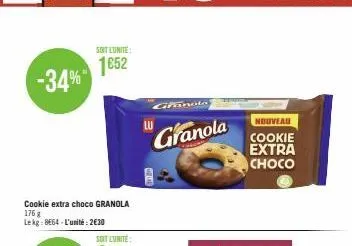 -34%  seit lunite:  1652  granota  nouveau  granola cookie  extra choco 