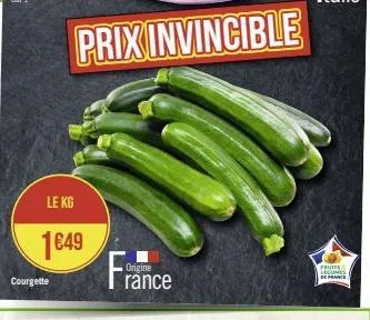 le kg  courgette  1649  prix invincible  origine  rance  fruits legumes de france 