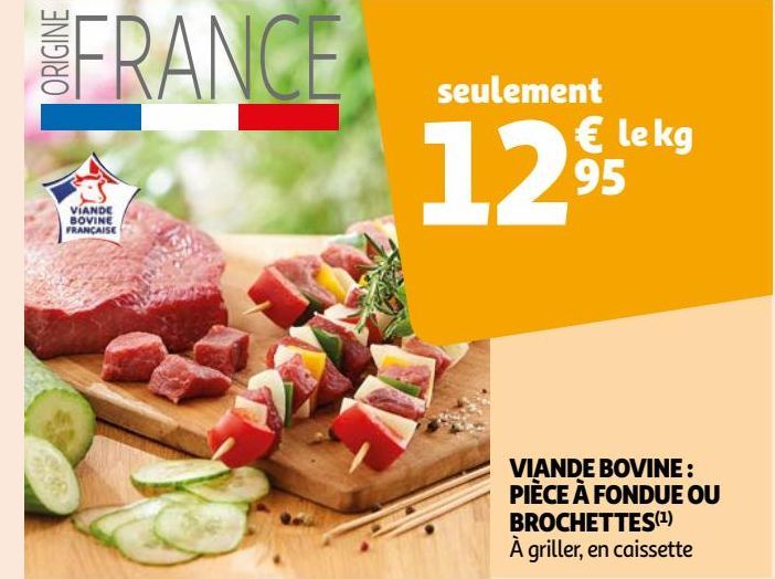 VIANDE BOVINE : PIÈCE À FONDUE OU BROCHETTES