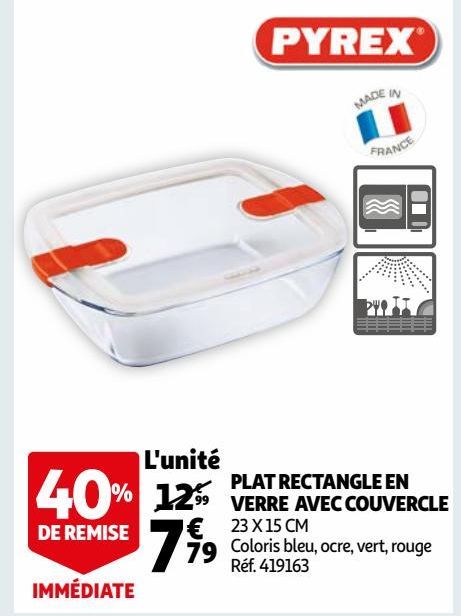 PLAT RECTANGLE EN VERRE AVEC COUVERCLE