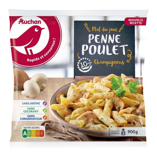 PENNE POULET CHAMPIGNONS SURGELÉES AUCHAN