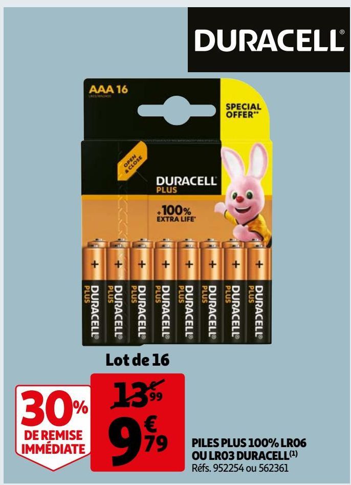 PILES PLUS 100% LR06 OU LR03 DURACELL