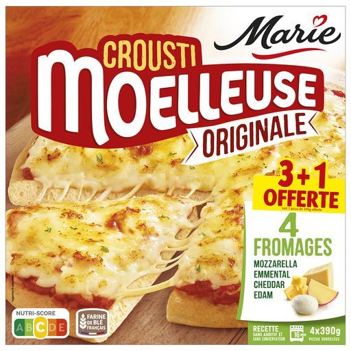 PIZZA CROUSTI MOELLEUSE ORIGINALE 4 FROMAGES SURGELÉE MARIE