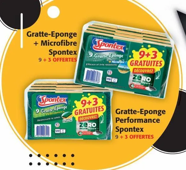 gratte eponge +microfibre spontex ou gratte-eponge performance spontex