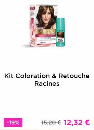 -19%  LOREAL  CAMER  EXCELENC  Kit Coloration & Retouche Racines  15,20 € 12,32 €   offre sur L'Oréal