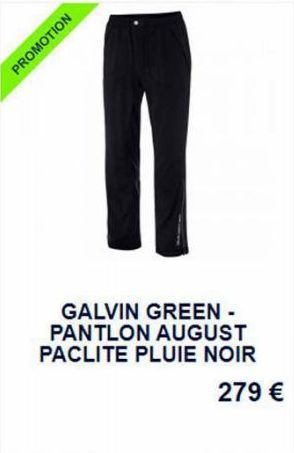 PROMOTION  GALVIN GREEN - PANTLON AUGUST PACLITE PLUIE NOIR  279 € 