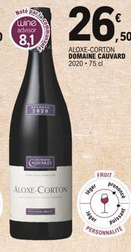 Note wine advisor  8,1  RECOLTE 2020  AUVARD  ALOXE-CORTON  KROSNELBUCH  veger  x-gat  prononce  PERSONNALITE  Puissant 