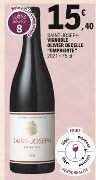 note par wine advisor  8  la mod  2021  saint-joseph  empreinte  léget  leger  fruit  prononce  te  puissant  personnalite 