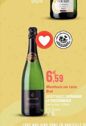 GEHELE  www  AUD  EXPLO  www.  EMENT  6,59  Montlouis sur Loire Brut  GUESTAULT DOMAINE  LE PIGEONNIER Soit in litre: 8,70 €  fevere 