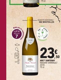 Hote par la ca  wine advisor  7  munauté  2019  SANTENAY  Viper  QUANTITE DISPONIBLE 582 BOUTEILLES  pancy  molek  PERFORMA  23€  ADC SANTENAY NAUDIN VARRAULT 2019  75 cl 