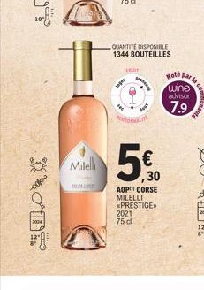 10°  DE  Milelli  saper  FRUIT  QUANTITE DISPONIBLE  1344 BOUTEILLES  2021  75 d  5%  ,30  AOP CORSE MILELLI <<PRESTIGE  Hoté par  wine  13 communaut  advisor  7.9 