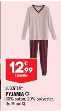 1299  bl  QUEENTEX PYJAMA 80% coton, 20% polyester. Du M au XL. 