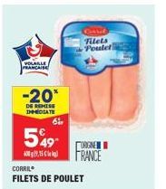 VOLAILLE/  FRANCAISE  -20*  DE REMISE IMMEDIATE  6  549- 9.15  CORRIL  FILETS DE POULET  Cavid  Filets  Poulet  ORGNE FRANCE 