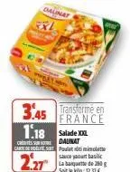 carte de les p  2.27  155  daunat  3.45 transforme en  france  1.18 salade x  daunat  sauce your basic  la banquette de 290 g sitio: 12,30€ 