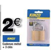 2€  KINZO  Cadenas métal +3 clés  KINZO 