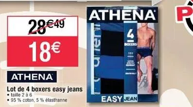 28€49 18€  athena  lot de 4 boxers easy jeans • taille 2 à 6 95 % coton, 5 % élasthanne  aner  boxers  easy jean 