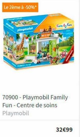 Le 2ème à -50%*  playmobil  709004-10  farn by fun  70900- Playmobil Family Fun - Centre de soins  Playmobil  32€99 