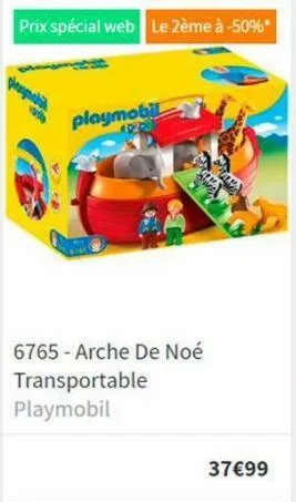 playmobil  prix spécial web le 2ème à -50%*  6765-arche de noé transportable playmobil  37€99 