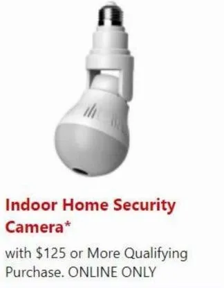 indoor home security camera*  with $125 or more qualifying purchase. online only 