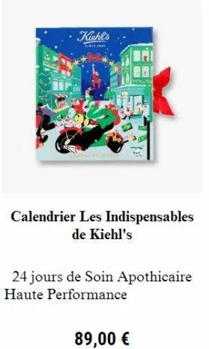 kiehl's  cd!  calendrier les indispensables de kiehl's  89,00 €  24 jours de soin apothicaire haute performance 