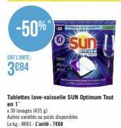 SOIT L'UNITE:  3€84  -50%  -30  Sun  PRIMER 