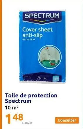 spectrum  cover sheet anti-slip  floor protector  toile de protection spectrum  10 m²  148  1.48/st  2m x 5m  