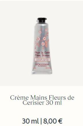 M 3 CA Clan Blu  LOCCITANE  Crème Mains Fleurs de Cerisier 30 ml  30 ml | 8,00 € 
