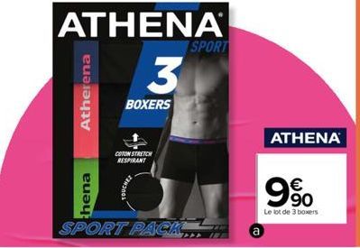 Atherena  hena  ATHENA  3  BOXERS  COTON STRETCH RESPIRANT  SPORT  ATHENA  € 90  Le lot de 3 boxers 