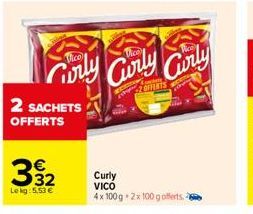 2 SACHETS OFFERTS  392  ოშ  Vice  Lekg: 5.53 €  Vice  Tice  Curly VICO 4x100g 2x 100 g offerts 
