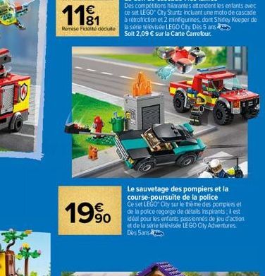 ce set LEGO® City Stuntz incluant une moto de cascade  1181  a retrofriction et 2 minifigurines, dont Shirley Keeper de Remise Ficte dedute la série télévisée LEGO City Dès 5 ans Soit 2,09 € sur la Ca