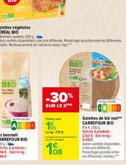 Cadour  BIO  Autres variétés disponibles à des prix différents. Panachage possible entre les différentes varies Remboursement de l'article le moins che***  / BASMATI  NUTRI SCORE  -30%  SUR LE 2THE  V