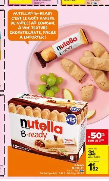 15  nutellaⓡ b-ready c'est le goût unique de nutellaⓡ combiné à une texture croustillante, facile a emporter!  -  bready  ww  49  nutella b-ready  nutella b-ready  nutelia  b  x15  mung  15  b-ready n